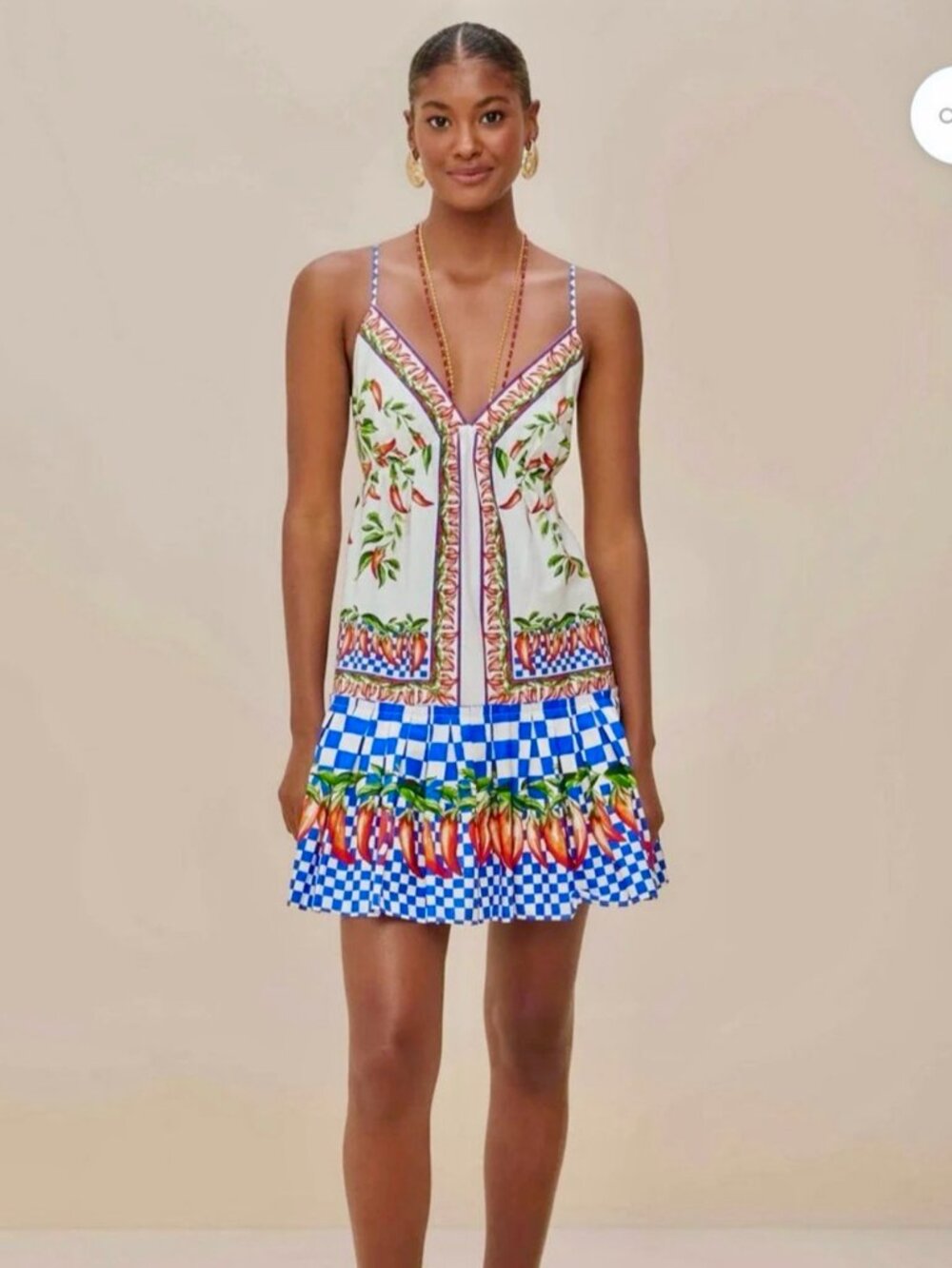 FARM RIO Picnic Peppers Ainika Organic Cotton Dress Size Large NWT